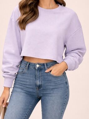 Cropped Lilac Crewneck Sweatshirt